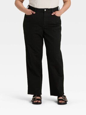 NWT Women's Universal Thread Size 30 High-Rise Straight Black Denim Jeans